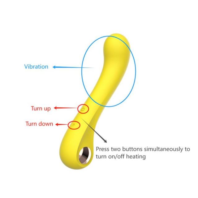 10-Speed Yellow Rechargeable Silicone Vibrator with Heating Function