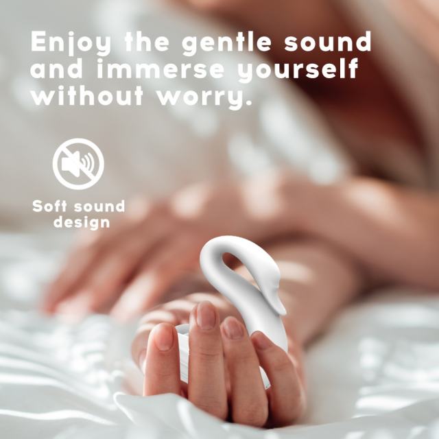 10-Mode Rechargeable White Silicone Swan-Shaped Vibrator with Sucking and Tapping