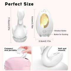 10-Mode Rechargeable White Silicone Swan-Shaped Vibrator with Sucking and Tapping