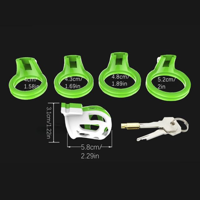 White & Green ABS Male Chastity Cage