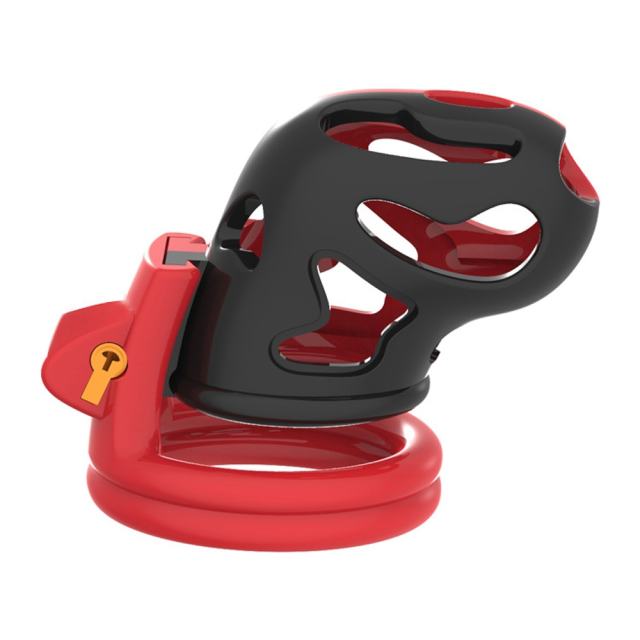 Black & Red ABS Male Chastity Cage