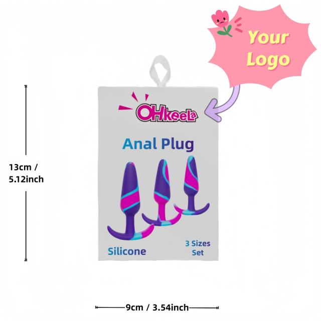 Customizable 3 Sizes Rainbow Silicone Butt Plug Set for Beginners