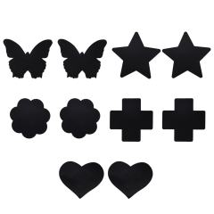 10-Piece Black Cloth Nipple Pasties Set – Soft and Reusable for Party or Lingerie Use