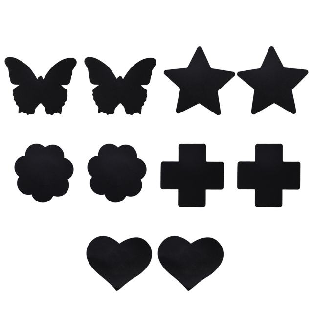 10-Piece Black Cloth Nipple Pasties Set – Soft and Reusable for Party or Lingerie Use