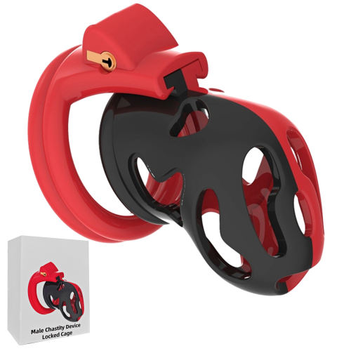 Black & Red ABS Male Chastity Cage
