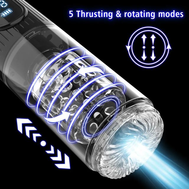 5-Speed Vibrating & Rotating Rechargeable Waterproof Male Masturbator