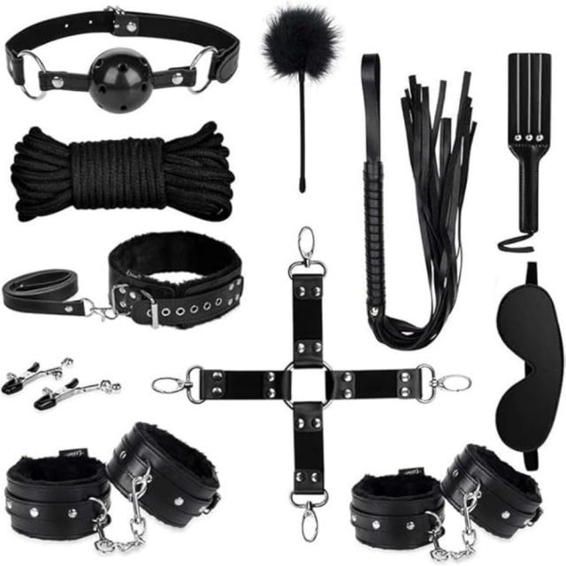 11-Piece Black High Quality BDSM Bondage Set
