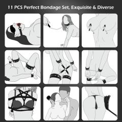 11-Piece Black High Quality BDSM Bondage Set