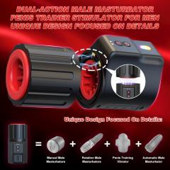 Dual-Sleeve Vibrating & Rotating Stroker and Male Masturbator