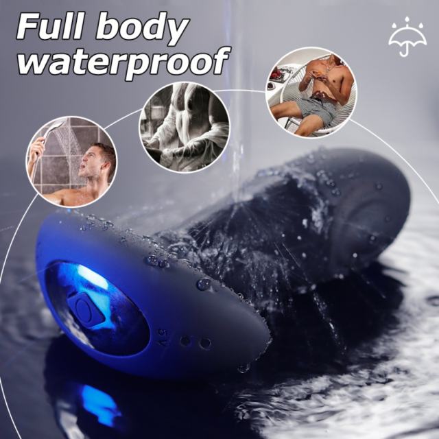 10-Mode Black Rechargeable Waterproof Remote Control Silicone Vibrating Butt Plug with Tapping Function