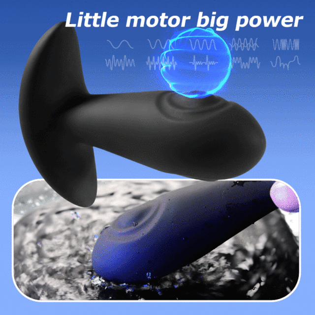 10-Mode Black Rechargeable Waterproof Remote Control Silicone Vibrating Butt Plug with Tapping Function