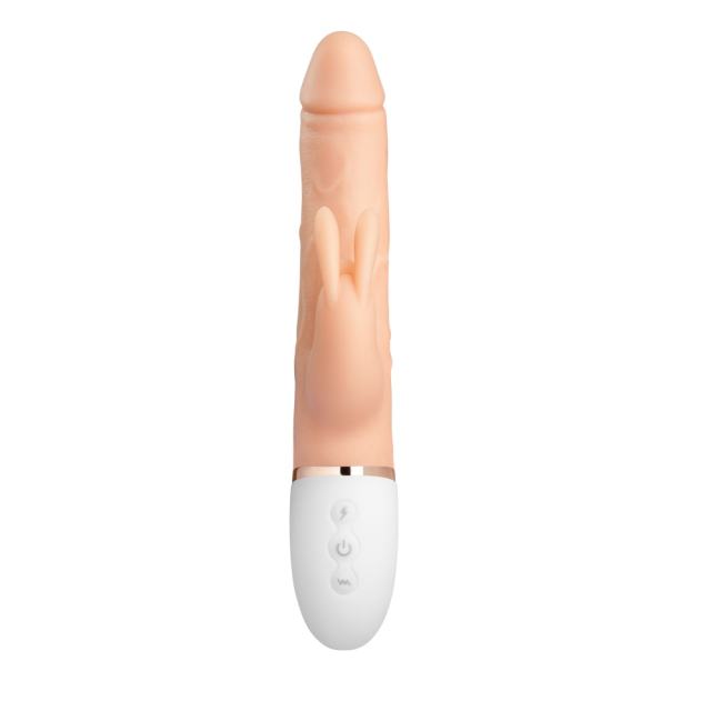 Flesh Color 8-Mod Silicone Rechargeable Rabbit Vibrator with Thrusting and Heating Function