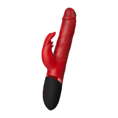 Red Color 8-Mod Silicone Rechargeable Rabbit Vibrator with Thrusting and Heating Function