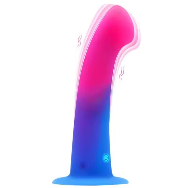 10-Speed Rechargeable Silicone Dildo (7.28'') – Thrusting, Vibrating & Heating in Magenta & Blue
