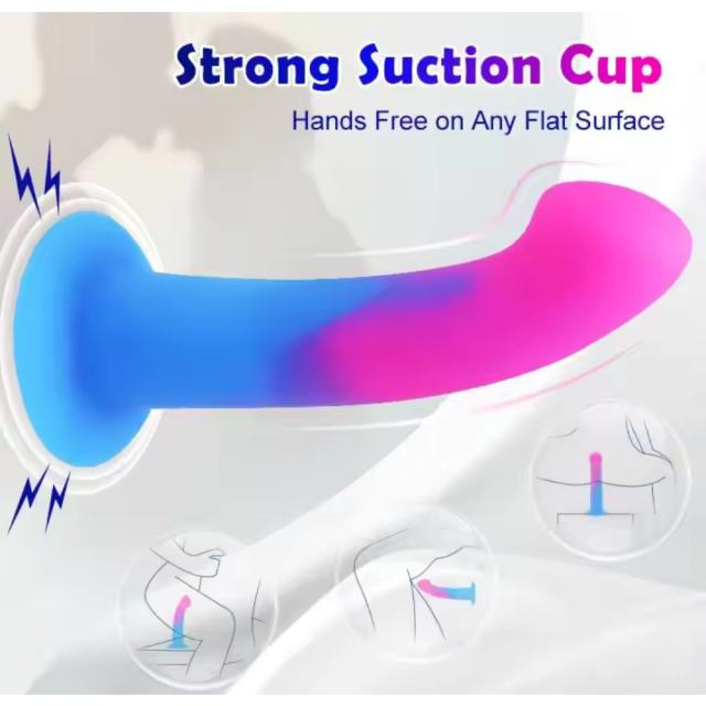 10-Speed Rechargeable Silicone Dildo (7.28'') – Thrusting, Vibrating & Heating in Magenta & Blue