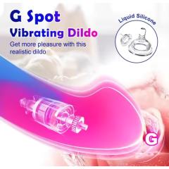 10-Speed Rechargeable Silicone Dildo (7.28'') – Thrusting, Vibrating & Heating in Magenta & Blue