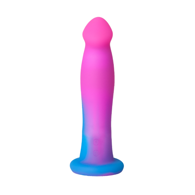 10-Speed Rechargeable Silicone Dildo (7.20'') – Thrusting, Vibrating & Heating in Magenta & Blue