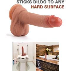 8.27'' Light Brown Silicone Realistic Dildo with Balls and Strong Suction Cup