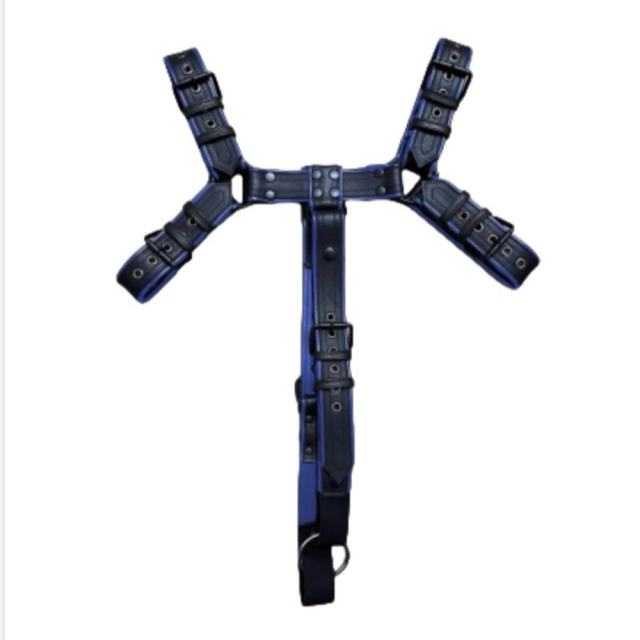 Adjustable Chest Harness - Black & Navy Blue - – Fetish Body Bondage Accessory
