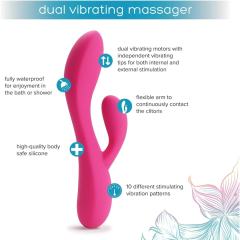 10-Mode Rechargeable Magenta Silicone Rabbit Vibrator Magnetic USB Charging