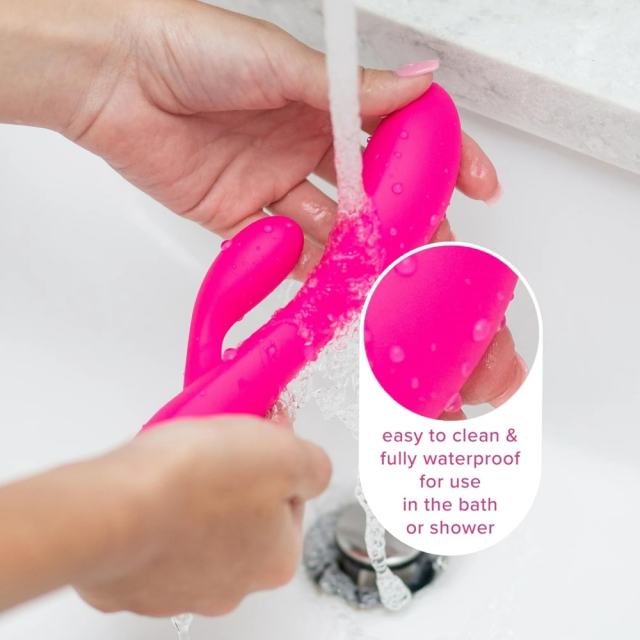 10-Mode Rechargeable Magenta Silicone Rabbit Vibrator Magnetic USB Charging