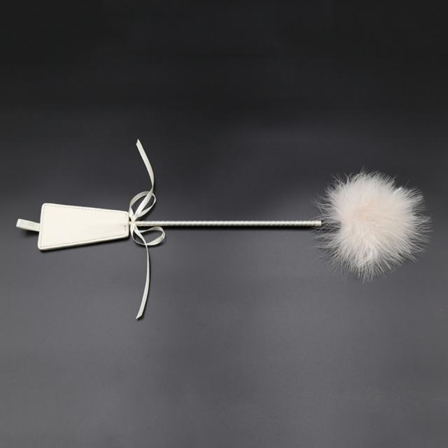 18.12'' White Spanking Paddle with Artificial Feather Tickler