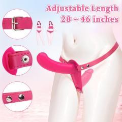 10-Mode Magenta Rechargeable Waterproof Silicone Strap-On Double Dildo with Remote Control