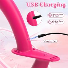 10-Mode Magenta Rechargeable Waterproof Silicone Strap-On Double Dildo with Remote Control