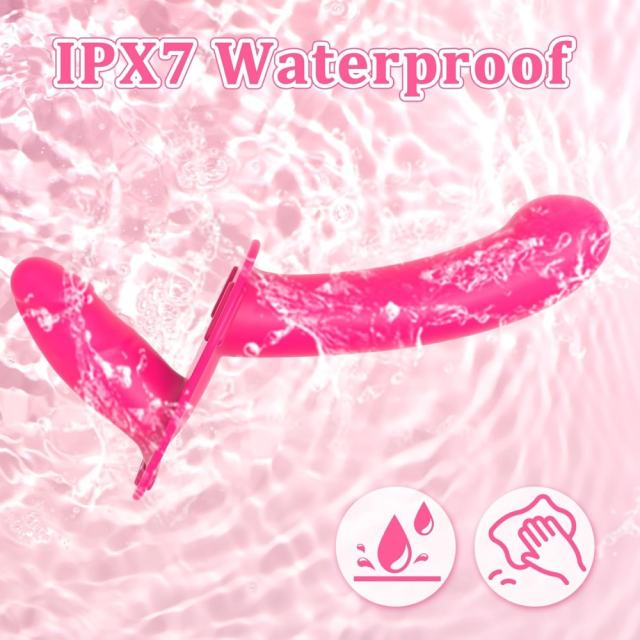 10-Mode Magenta Rechargeable Waterproof Silicone Strap-On Double Dildo with Remote Control