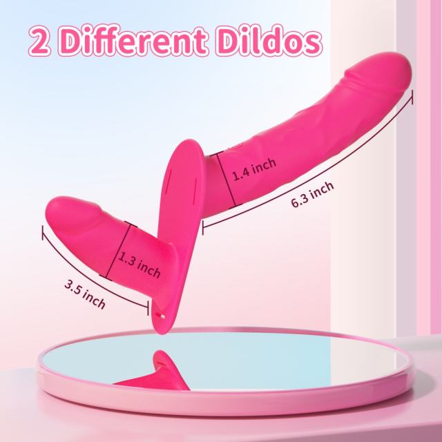 10-Mode Magenta Rechargeable Waterproof Silicone Strap-On Double Dildo with Remote Control