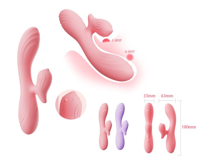 9-Mode Rechargeable Pink/Purple Silicone Rabbit Vibrator Type II