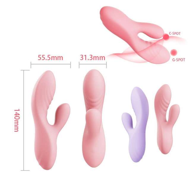 9-Mode Rechargeable Pink/Purple Silicone Rabbit Vibrator Type I