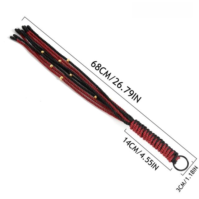 26.79'' Black & Red Soft BDSM Whip for Sensual Impact Play