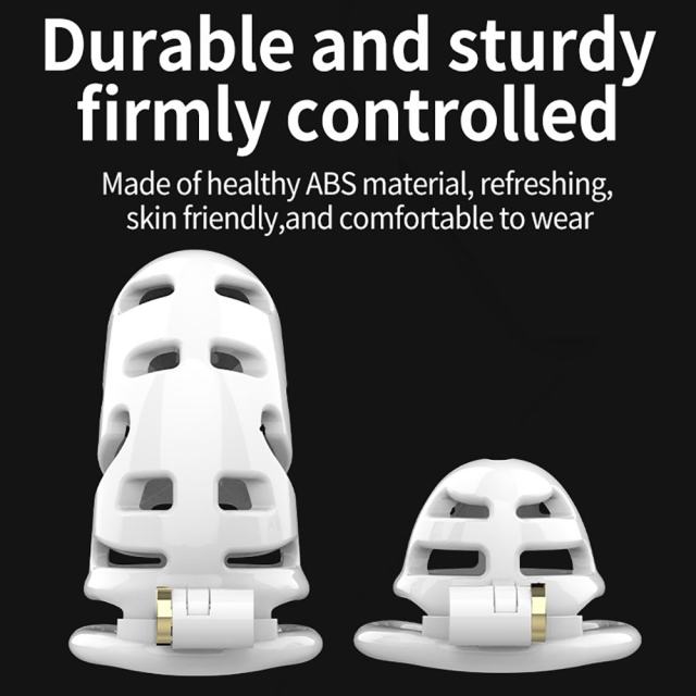 White ABS Male Chastity Cage Set – Includes 2 Cages, 5 Rings, and Locks