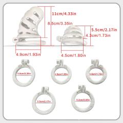 White ABS Male Chastity Cage Set – Includes 2 Cages, 5 Rings, and Locks