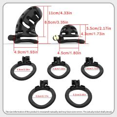 Black ABS Male Chastity Cage Set – Includes 2 Cages, 5 Rings, and Locks