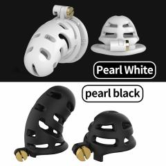 White ABS Male Chastity Cage Set – Includes 2 Cages, 5 Rings, and Locks