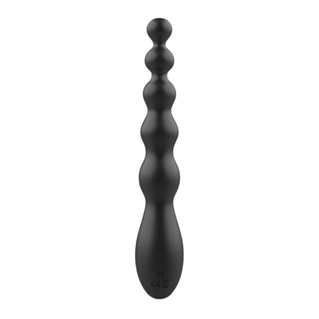 9.46'' 9-Mode Black Rechargeable Waterproof Silicone Vibrating Anal Beads with LED Display