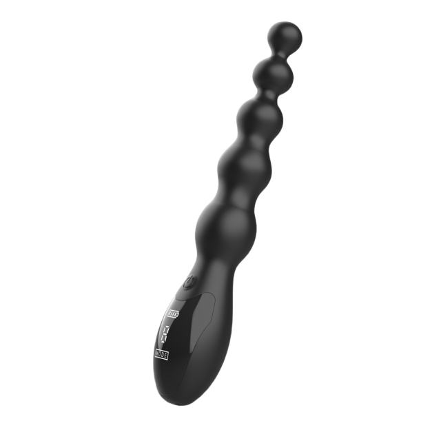 9.46'' 9-Mode Black Rechargeable Waterproof Silicone Vibrating Anal Beads with LED Display