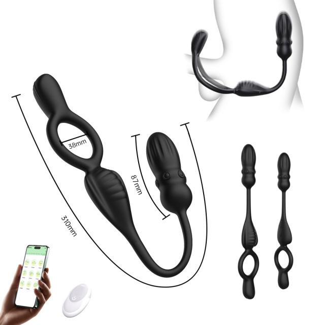 3-in-1 App-Controlled Vibrating Butt Plug with Silicone Rings and Remote Control