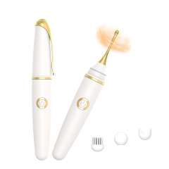 White Silicone Rechargeable Vibrator with Powerful Vibrating Function and Three Silicone Heads