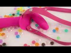 10-Mode Magenta Rechargeable Waterproof Silicone Strap-On Double Dildo with Remote Control
