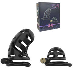 Black ABS Male Chastity Cage Set – Includes 2 Cages, 5 Rings, and Locks