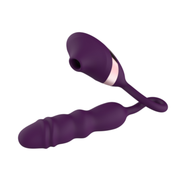 10-Speed Purple Color Silicone Vibrator with Sucking and Thrusting Function