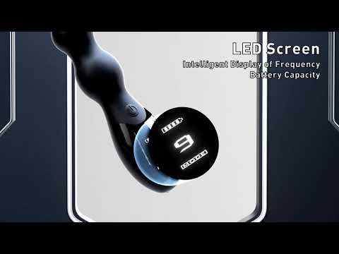 9.46'' 9-Mode Black Rechargeable Waterproof Silicone Vibrating Anal Beads with LED Display