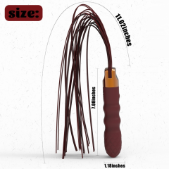 18.12 inch 10-Mode Wine Red Rechargeable Waterproof Vibrating Silicone Whip with Textured Handle