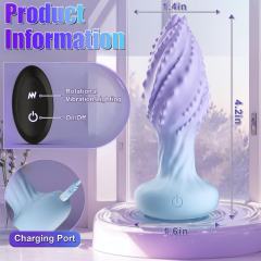 10-Mode Blue & Purple Rotating & Vibrating Anal Plug – Light-Up Petal Tip, Waterproof Rechargeable Silicone, Remote Controlled