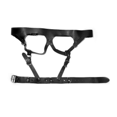 Adjustable Chest Harness Bondage Set with Collar, Handcuffs & Leash – Black Fetish Restraint Kit