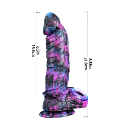 Customizable 8.67 inch Monster-Inspired Fantasy Dildo with Dual-Eyed Base – Blue & Purple Silicone Design