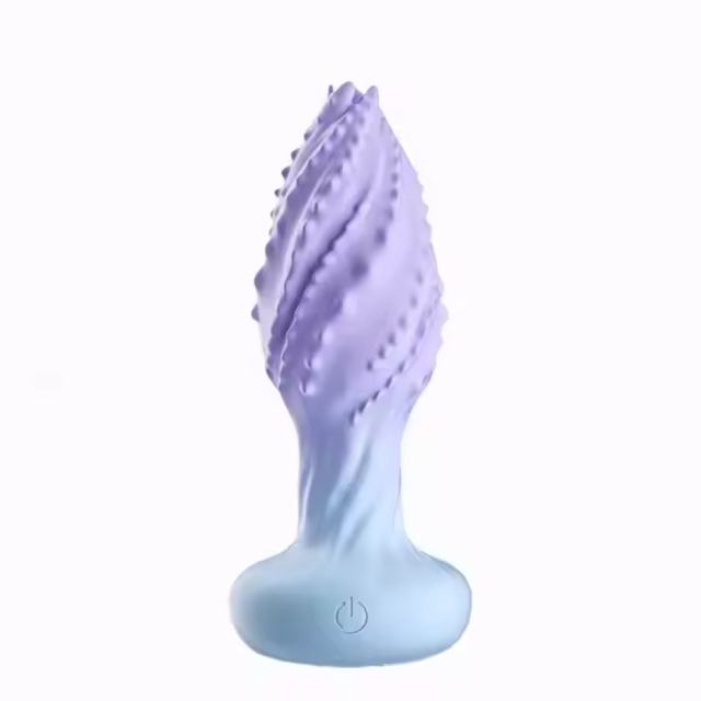 10-Mode Blue & Purple Rotating & Vibrating Anal Plug – Light-Up Petal Tip, Waterproof Rechargeable Silicone, Remote Controlled